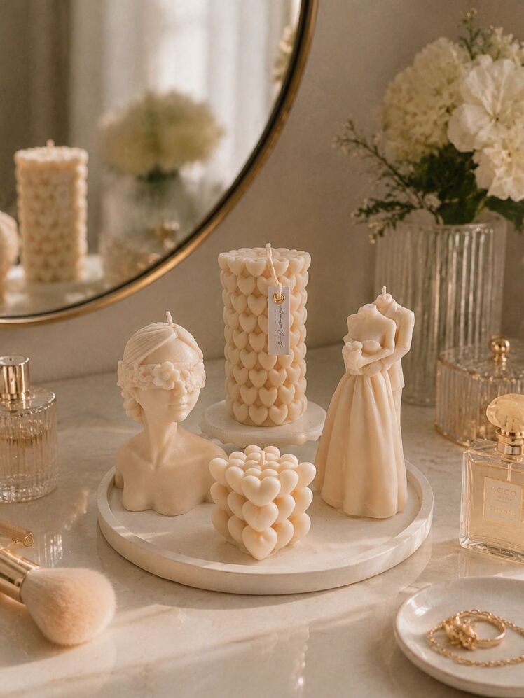 ست میز آرایش آرامش با شمع معطر، سینی و اکسسوری زنانه